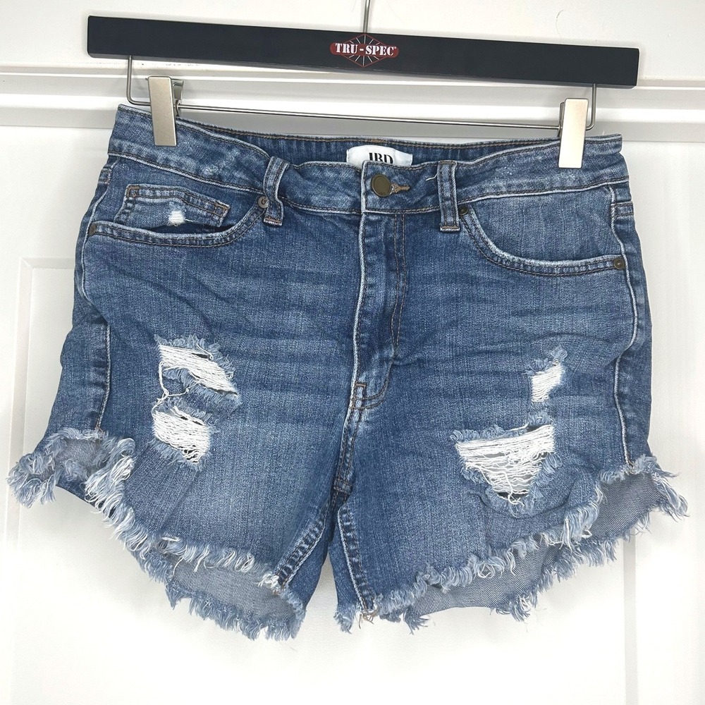 Just Black Denim JBD Distressed Cutoff Jean Shorts Medium Wash Womens Large